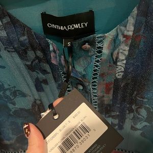 Beautiful turquoise flowy Cynthia Rowley dress